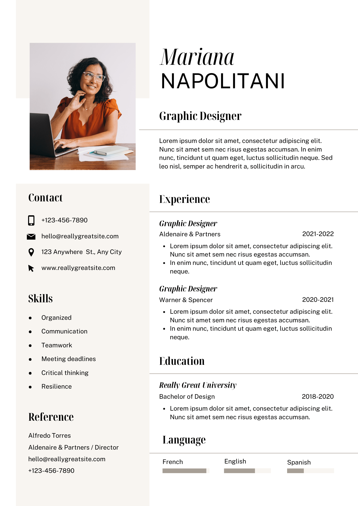 Minimalist CV / Resume Template – Professional Graphic Designer Layout - Trust Collection
